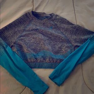 Blue and grey long sleeve crop top!!! Brand New